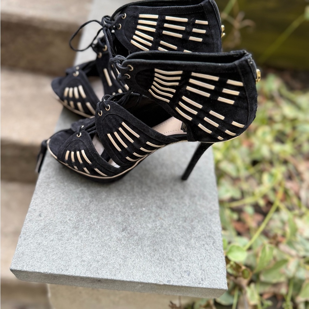 Stunning authentic suede black strappy Christian Dior stiletto shoes EUC - Picture 8 of 10